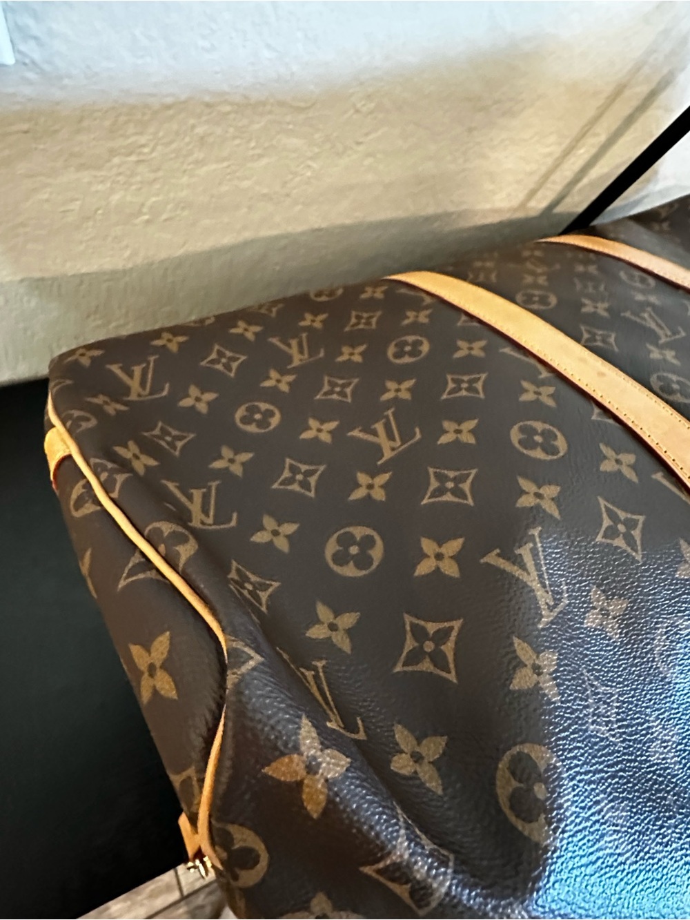 Authentic Louis Vuitton Brown Monogram Duffel with Tan Leather Trims size 55 - Picture 13 of 16